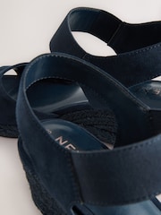 Navy Standard Fit Forever Comfort® Round Toe Elastic Strap Detail Wedges - Image 5 of 5