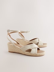 Neutral Forever Comfort® Round Toe Cross-Over Espadrilles Wedges - Image 1 of 4