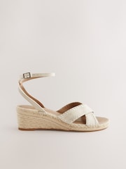 Neutral Forever Comfort® Round Toe Cross-Over Espadrilles Wedges - Image 2 of 4