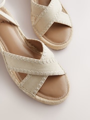 Neutral Forever Comfort® Round Toe Cross-Over Espadrilles Wedges - Image 3 of 4
