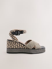 Black/White Forever Comfort® Square Toe Platform Espadrille Wedges - Image 2 of 5