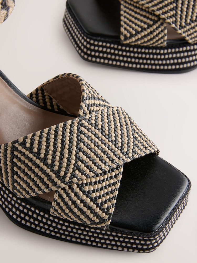Black/White Forever Comfort® Square Toe Platform Espadrille Wedges - Image 4 of 5