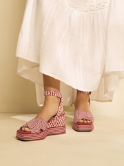 Red Forever Comfort® Square Toe Platform Espadrille Wedges - Image 1 of 8