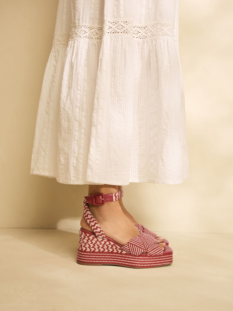 Red Forever Comfort® Square Toe Platform Espadrille Wedges - Image 2 of 8