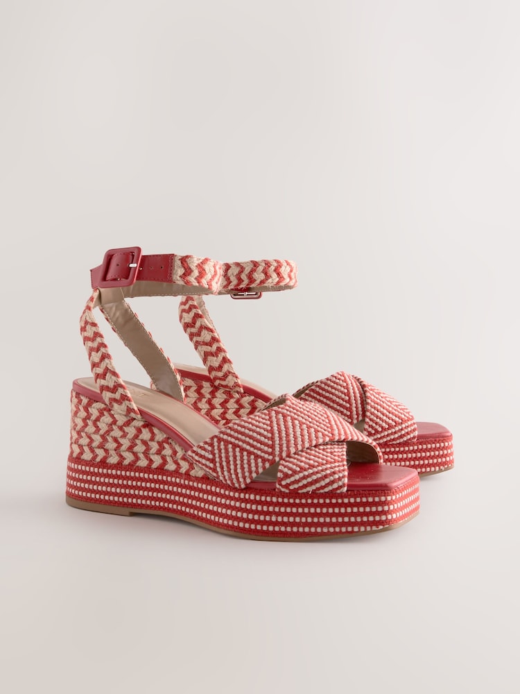 Red Forever Comfort® Square Toe Platform Espadrille Wedges - Image 4 of 8