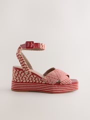 Red Forever Comfort® Square Toe Platform Espadrille Wedges - Image 5 of 8