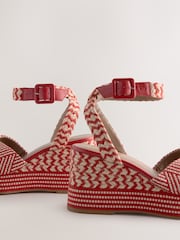 Red Forever Comfort® Square Toe Platform Espadrille Wedges - Image 6 of 8