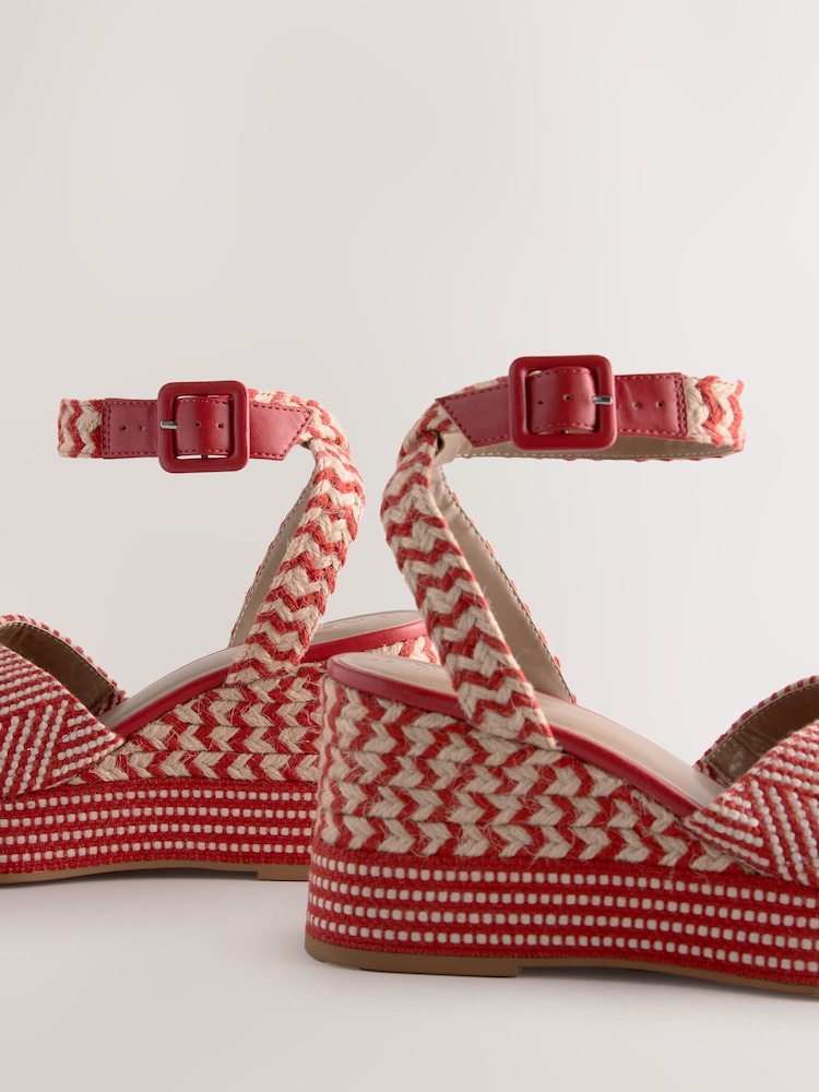 Red Forever Comfort® Square Toe Platform Espadrille Wedges - Image 6 of 8