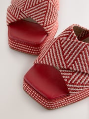Red Forever Comfort® Square Toe Platform Espadrille Wedges - Image 7 of 8