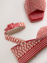 Red Forever Comfort® Square Toe Platform Espadrille Wedges - Image 8 of 8