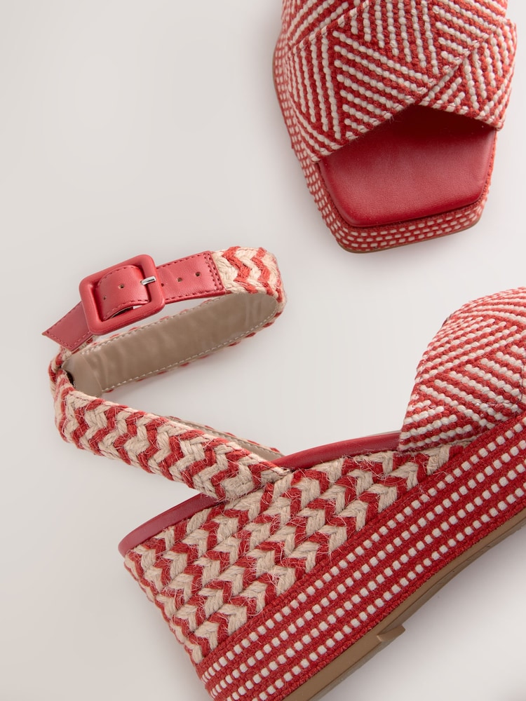 Red Forever Comfort® Square Toe Platform Espadrille Wedges - Image 8 of 8