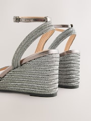 Pewter SIlver Forever Comfort® Square Toe Strappy Espadrille Wedges - Image 5 of 5