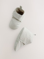 Neutral Muslin Muslin Touch Fastening Baby Bootie Shoes (0-2mths) - Image 1 of 5