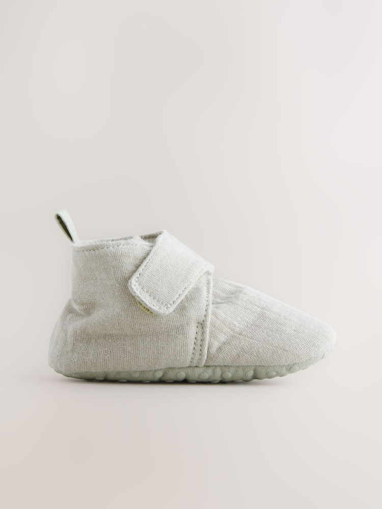 Neutral Muslin Muslin Touch Fastening Baby Bootie Shoes (0-2mths) - Image 3 of 5