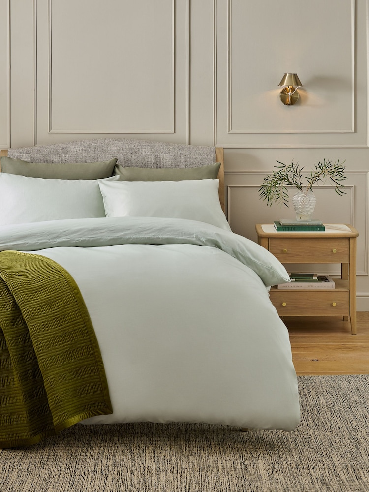 Sage Green Cool Touch 200 Thread Count Duvet Cover and Pillowcase Set - Image 1 of 4