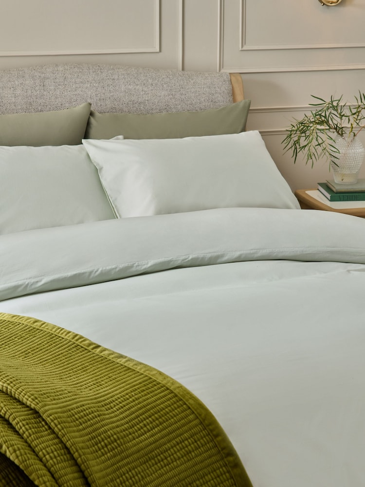 Sage Green Cool Touch 200 Thread Count Duvet Cover and Pillowcase Set - Image 2 of 4