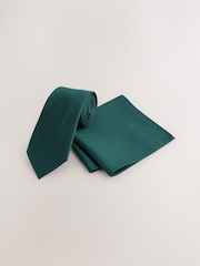 Green Textured Tie And Pocket Square Set - Image 1 of 4
