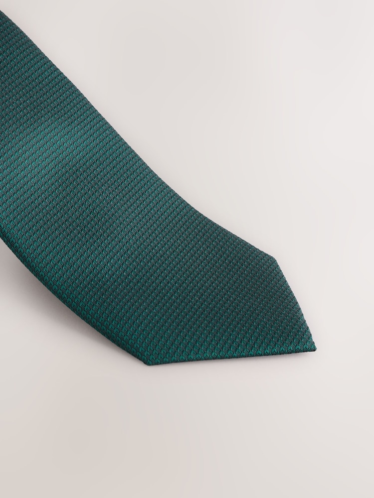 Green Textured Tie And Pocket Square Set - Image 2 of 4