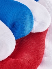 Red/Blue/Orange Cushioned Footbed Cotton Rich Ribbed Tipped Socks 5 Pack - Image 3 of 3