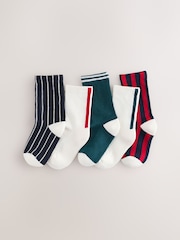 Black/Red Cushioned Footbed Stripe Socks 5 Pack - Image 1 of 3