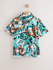 Teal Blue Short Sleeve Printed Shirt (3-16yrs) - Image 2 of 4