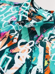 Teal Blue Short Sleeve Printed Shirt (3-16yrs) - Image 3 of 4