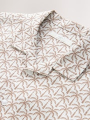 Tan/Ecru Short Sleeves Revere Collar Palm Printed Shirt (3-16yrs) - Image 3 of 4