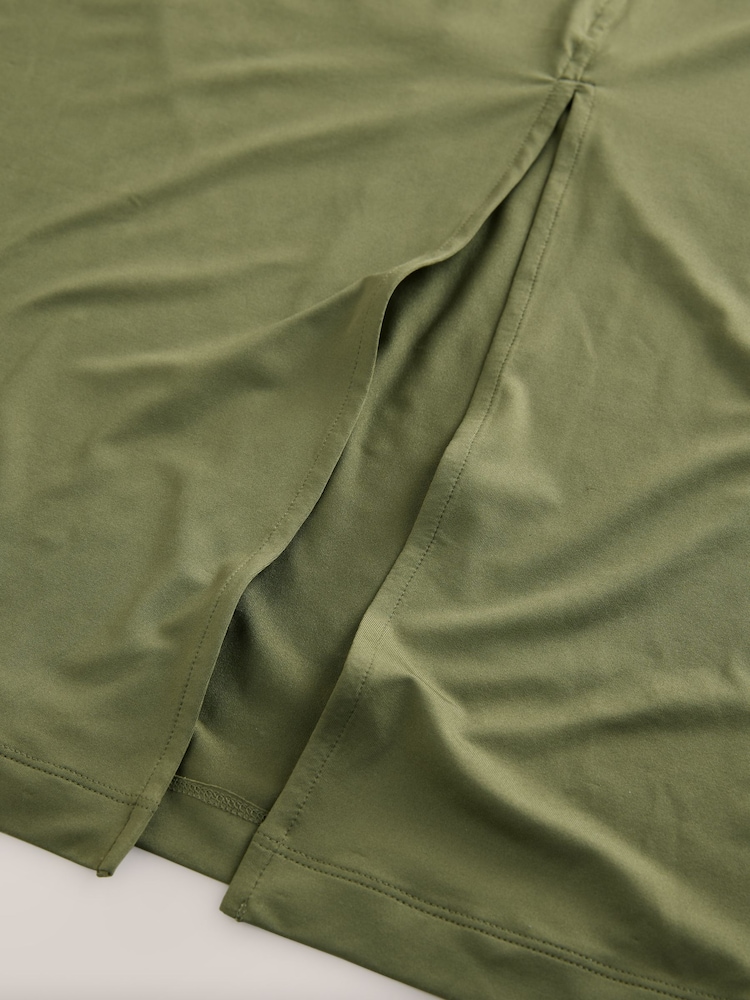 Khaki Green Front Split V-Neck Dress - Image 3 of 3