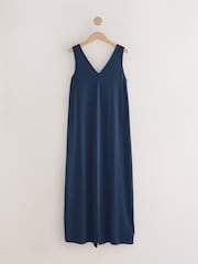Navy Front Split V-Neck Dress - Image 1 of 3