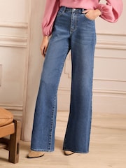 Love & Roses Mid Wash Wide Palazzo Leg Jeans - Image 2 of 5