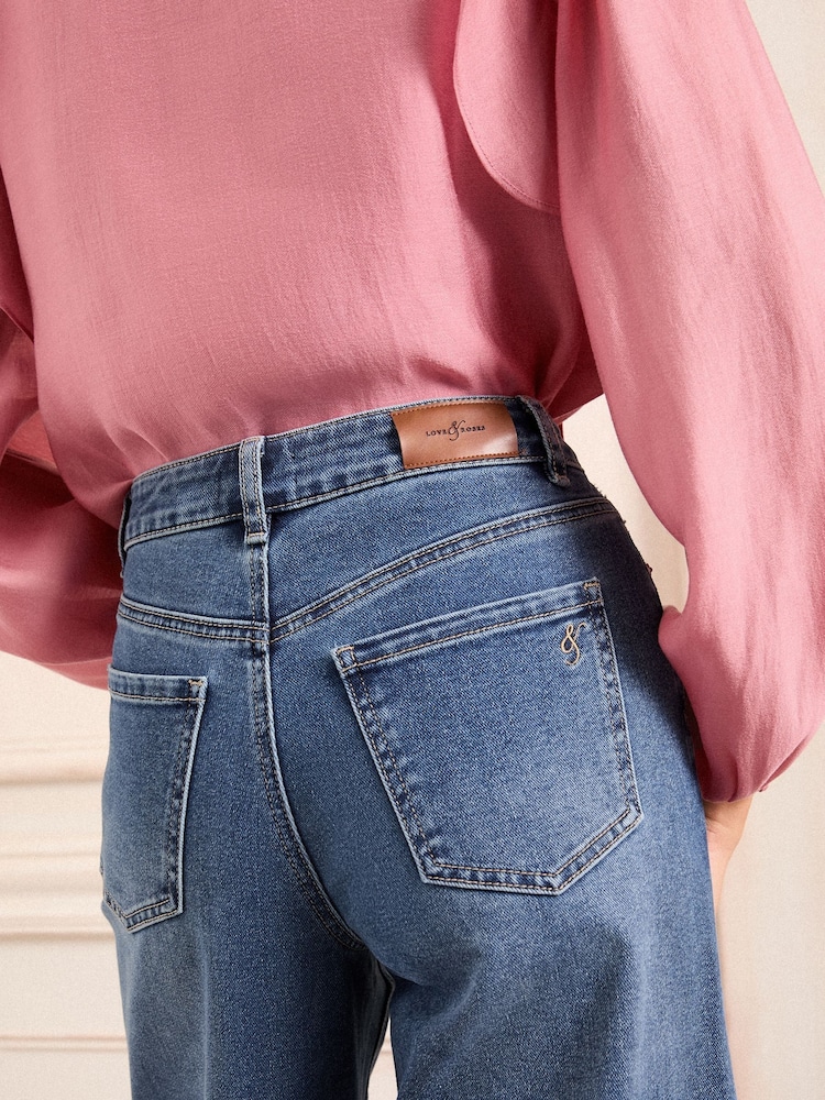 Love & Roses Mid Wash Wide Palazzo Leg Jeans - Image 3 of 5