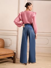 Love & Roses Mid Wash Wide Palazzo Leg Jeans - Image 5 of 5