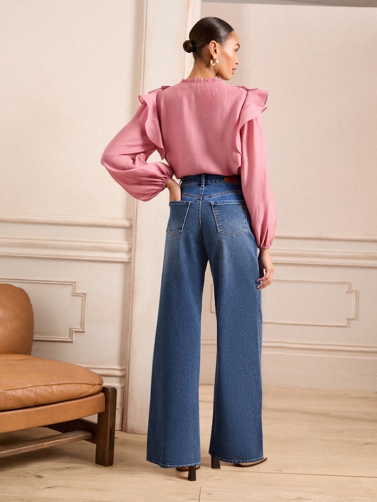 Love & Roses Mid Wash Wide Palazzo Leg Jeans - Image 5 of 5