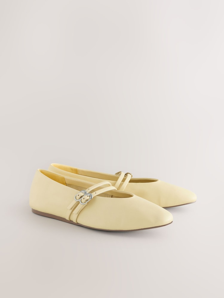 Buttermilk Yellow Standard Fit Forever Comfort® Leather Round Toe Mary Jane Shoes - Image 2 of 5
