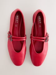 Red Standard Fit Forever Comfort® Leather Round Toe Mary Jane Shoes - Image 1 of 9