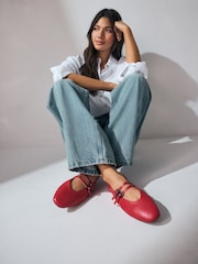Red Standard Fit Forever Comfort® Leather Round Toe Mary Jane Shoes - Image 2 of 9