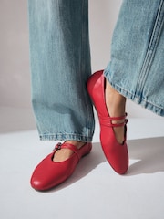 Red Standard Fit Forever Comfort® Leather Round Toe Mary Jane Shoes - Image 3 of 9