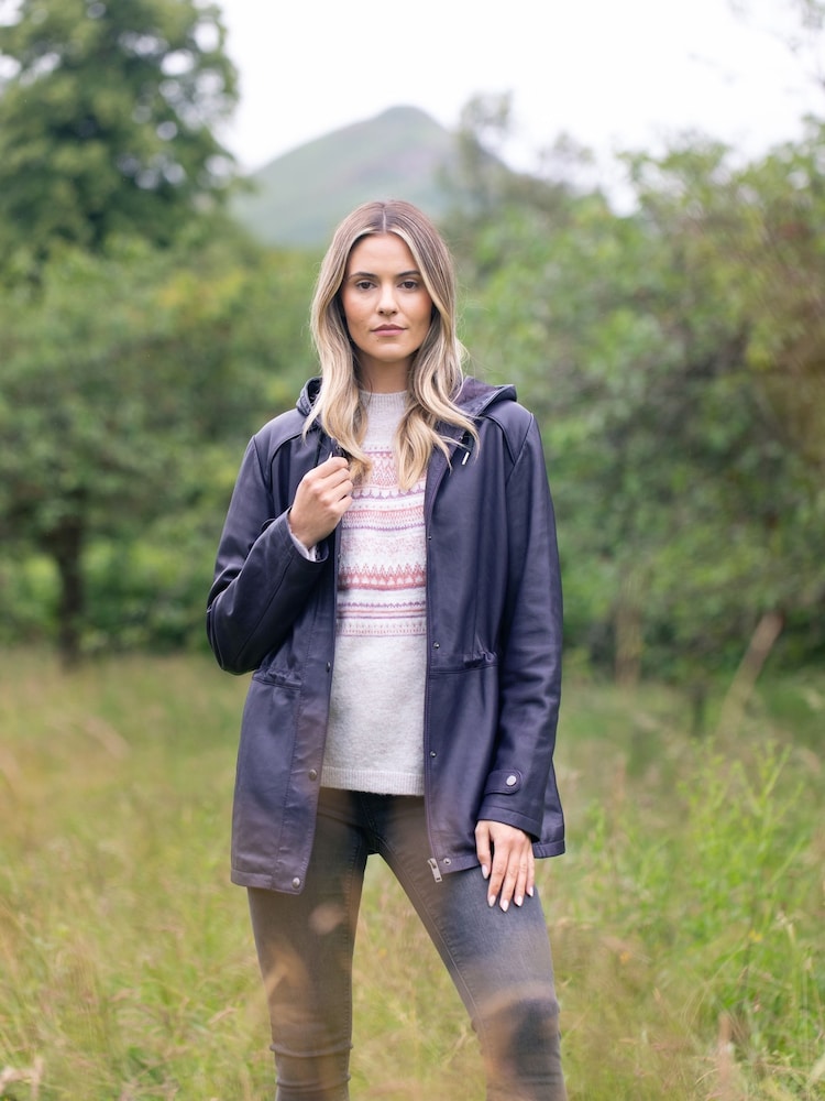 Lakeland Leather Purple Patterdale Hooded Coat - Image 1 of 8