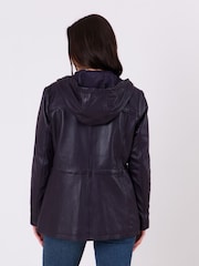 Lakeland Leather Purple Patterdale Hooded Coat - Image 2 of 8