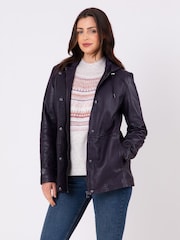 Lakeland Leather Purple Patterdale Hooded Coat - Image 3 of 8