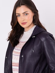 Lakeland Leather Purple Patterdale Hooded Coat - Image 7 of 8