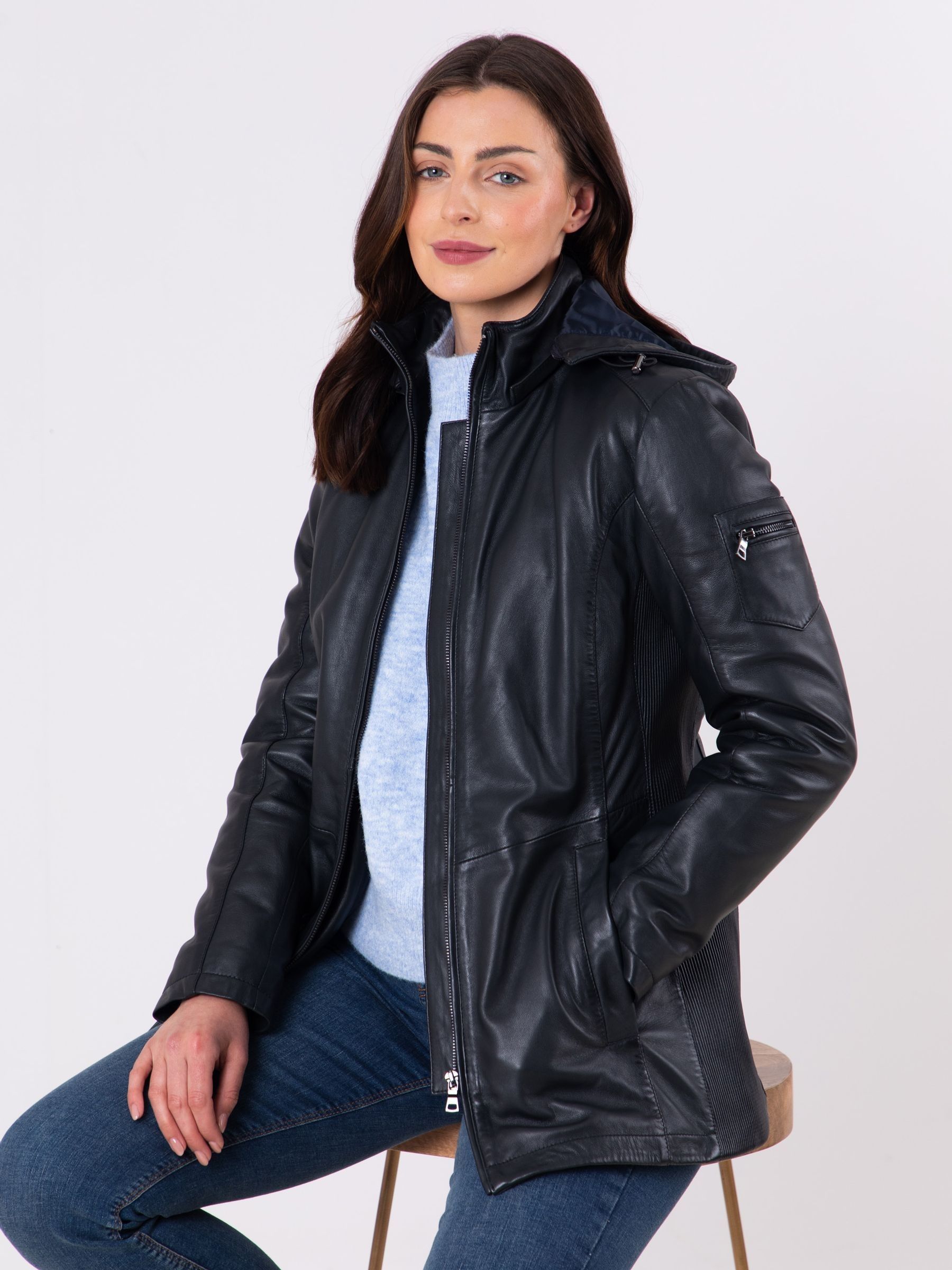 Buy Lakeland Leather Blue Fairtown Hooded COATS from Next USA