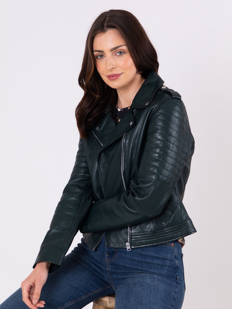 Lakeland Leather Green Esthwaite Classic Leather Biker Jacket - Image 1 of 8