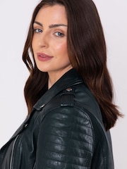 Lakeland Leather Green Esthwaite Classic Leather Biker Jacket - Image 3 of 8