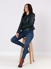 Lakeland Leather Green Esthwaite Classic Leather Biker Jacket - Image 7 of 8