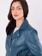 Lakeland Leather Blue Thornhill Leather Biker Jacket - Image 4 of 8