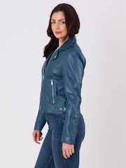 Lakeland Leather Blue Thornhill Leather Biker Jacket - Image 5 of 8