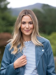 Lakeland Leather Blue Thornhill Leather Biker Jacket - Image 6 of 8