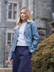 Lakeland Leather Blue Thornhill Leather Biker Jacket - Image 7 of 8