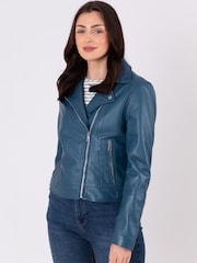 Lakeland Leather Blue Thornhill Leather Biker Jacket - Image 8 of 8